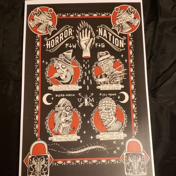 Too Fast Horror Nation Freddy Kruegar Pinhead 11"x17" Tattoo Lithograph Print - Picture 1 of 4